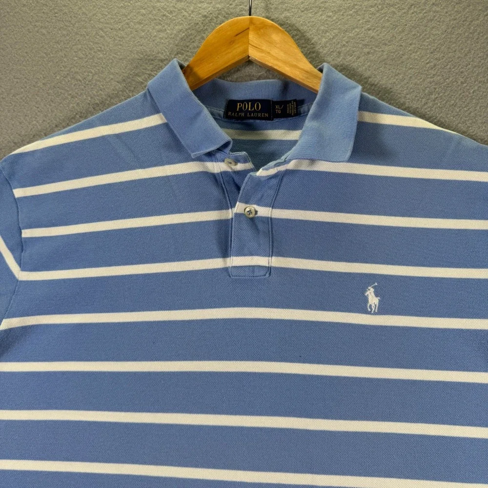 Polo Ralph Lauren Polo Shirt Mens‎ XL Blue Stripes Pony Comfort Classic Casual